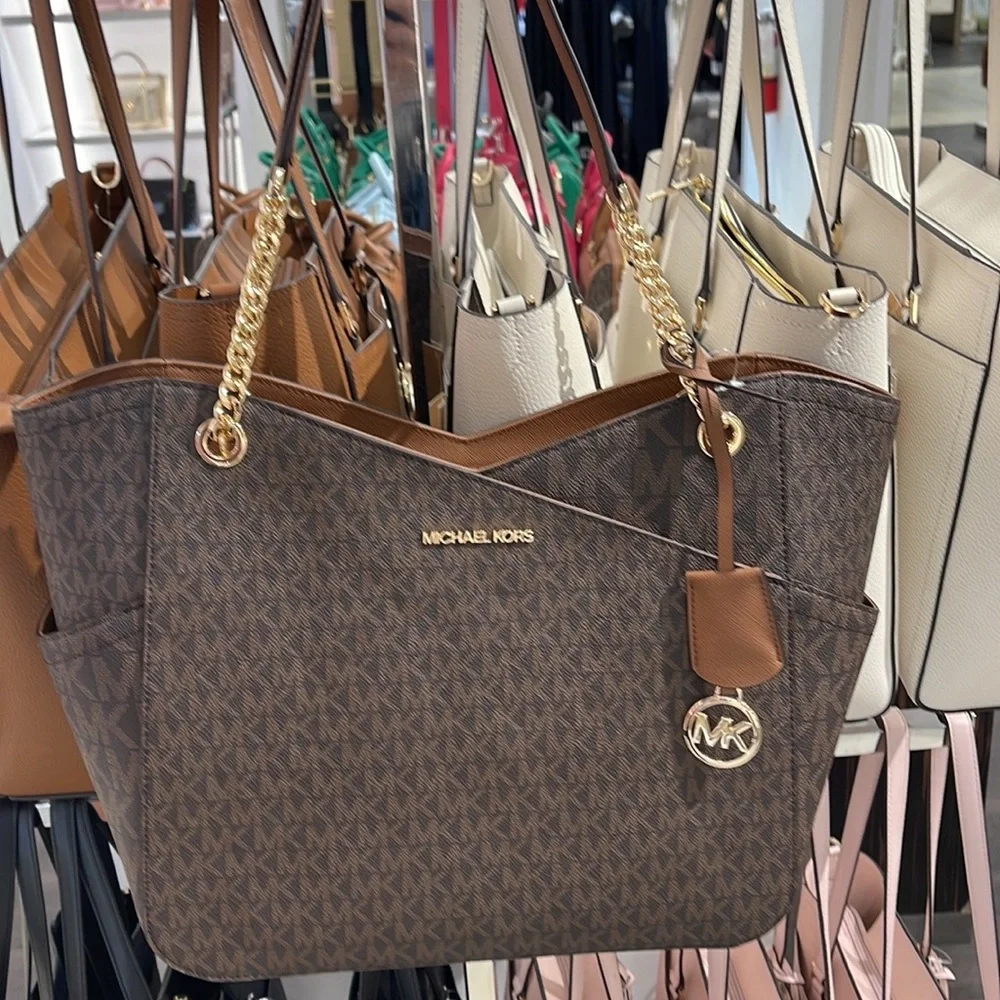 Michael Kors Jet Set Travel Large Chained Tote Shoulder Bag MK Brown 
NWT - Picture 14 of 16